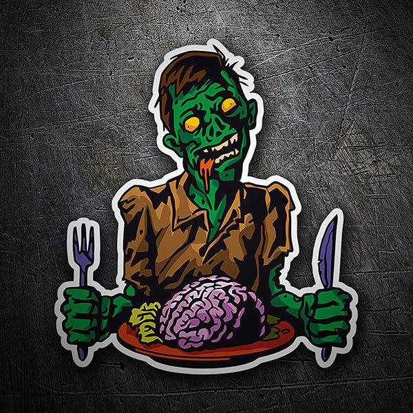Pegatinas: Zombie comiendo cerebro