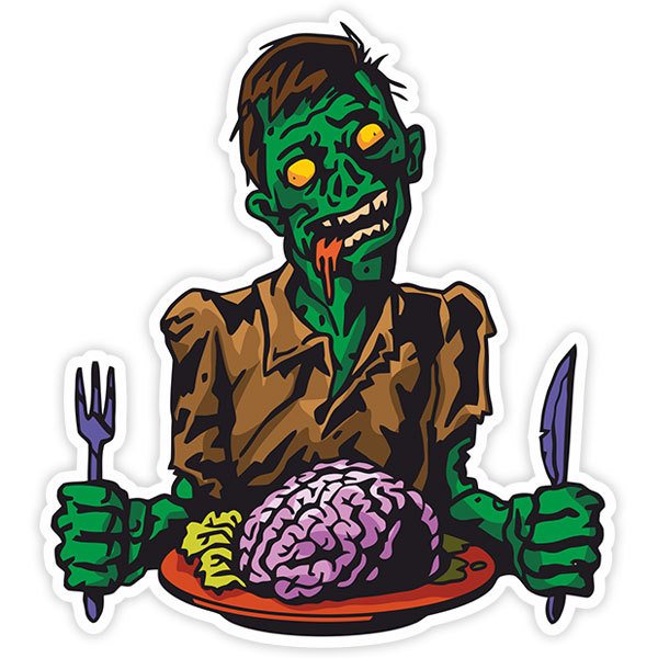 Pegatinas: Zombie comiendo cerebro