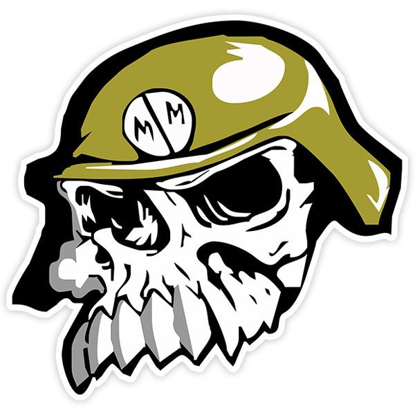 Pegatinas: Calavera Metal Mulisha con Casco Militar