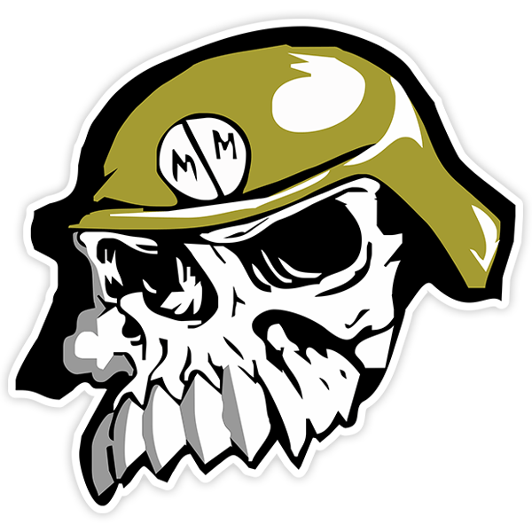 Pegatinas: Calavera Metal Mulisha con Casco Militar