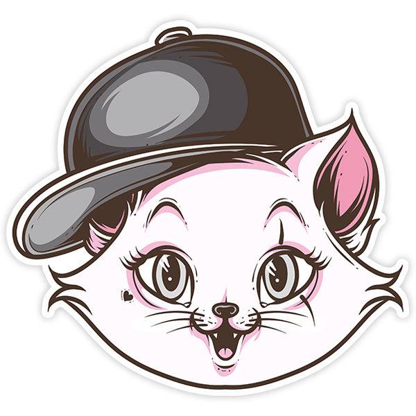 Pegatinas: Gata con gorra