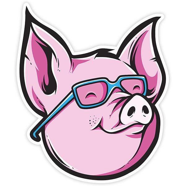 Pegatinas: Cerdo con gafas