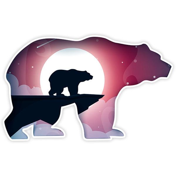 Pegatinas: Silueta de oso con paisaje