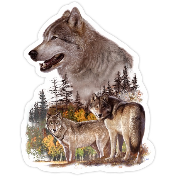 Pegatina Pareja de lobos 