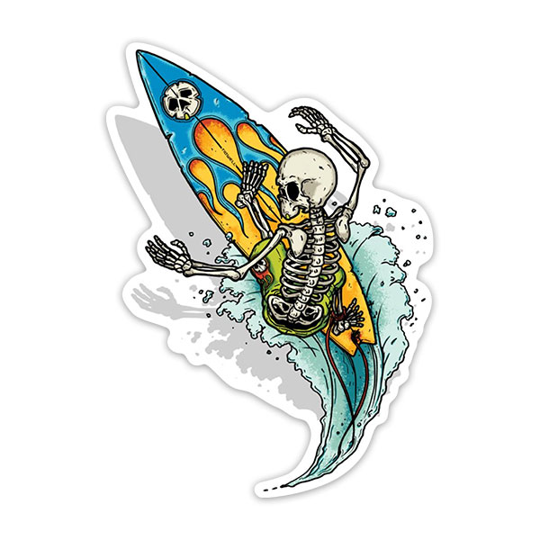 Pegatinas: Esqueleto Surfeando