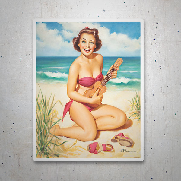 Pegatinas: Hawaiana en la Playa