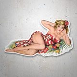 Pegatinas: Chica Pin Up Hawaiana 3