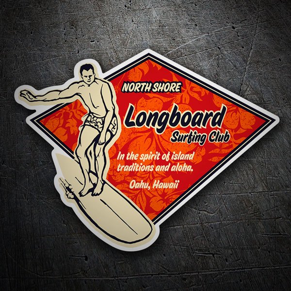 Pegatinas: Longboard Surfing Club Hawaii