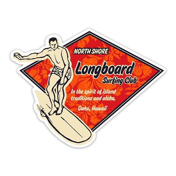 Pegatinas: Longboard Surfing Club Hawaii