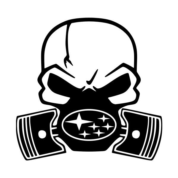 Pegatinas: Calavera Subaru con M&aacute;scara y Pistones