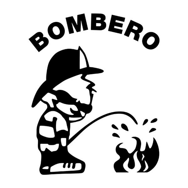 Pegatinas: Bombero Apagando Fuego