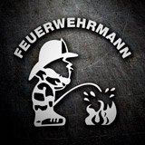 Pegatinas: Bombero Apagando Fuego en Alemán 3