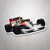 Pegatinas: Ayrton Senna en Coche de Carreras Minimalista 3