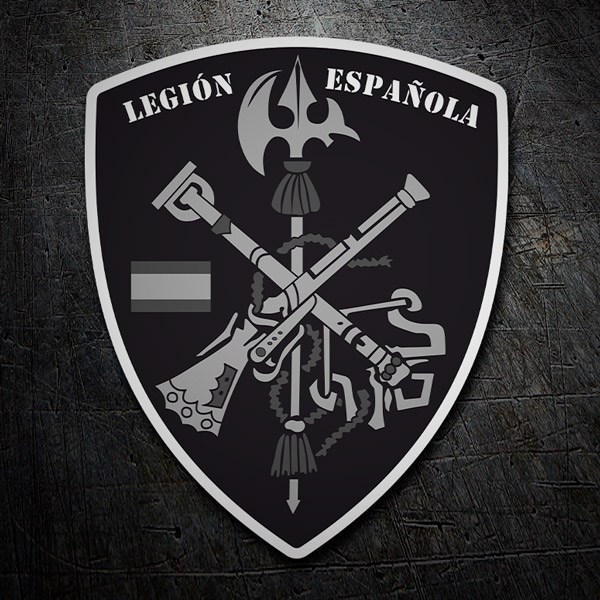 Pegatinas: Escudo Legión Española blanco y negro 