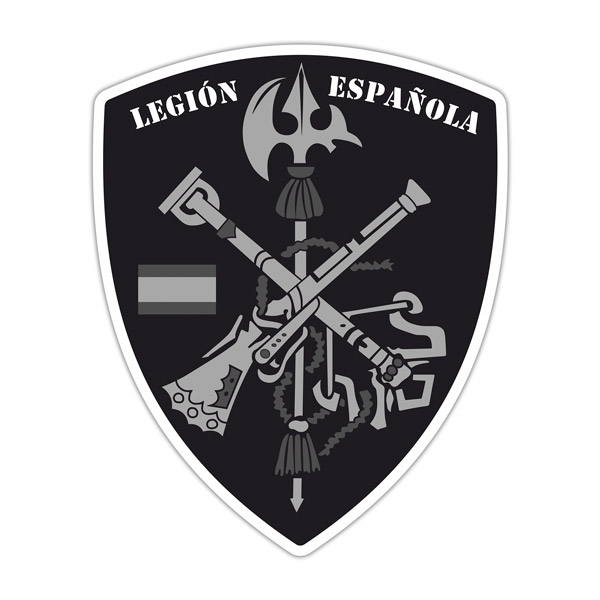Pegatinas: Escudo Legión Española blanco y negro 