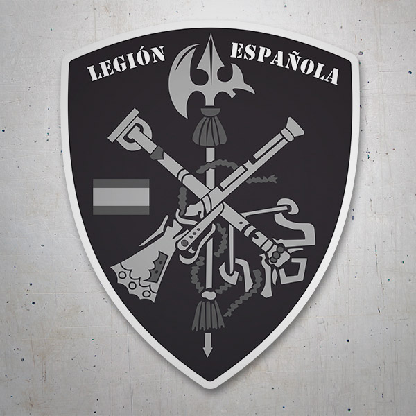 Pegatinas: Escudo Legión Española blanco y negro 