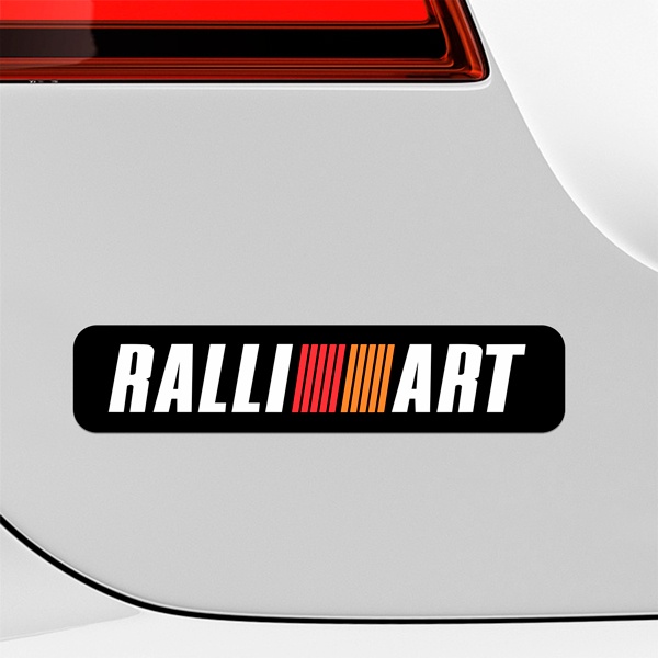 Pegatinas: Ralliart con Texto en Degradado Rojo y Naranja