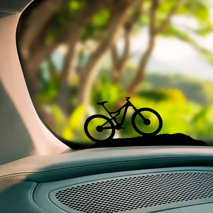 Pegatinas: Bicicleta de montaña sobre una loma
