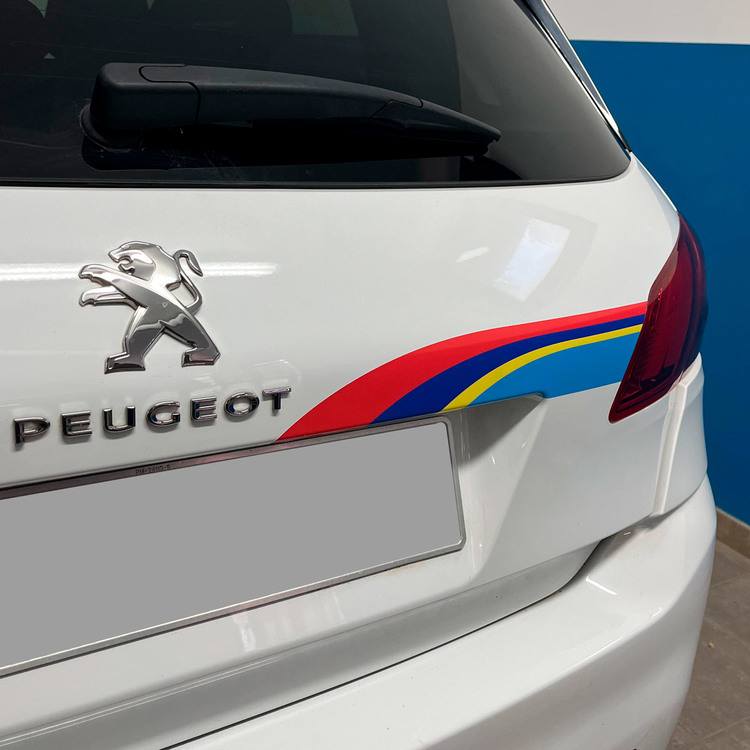 Pegatinas: Lateral adhesivo Peugeot con franjas deportivas
