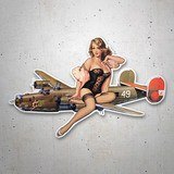 Pegatinas: Pegatina pin-up sobre avión de combate vintage 3