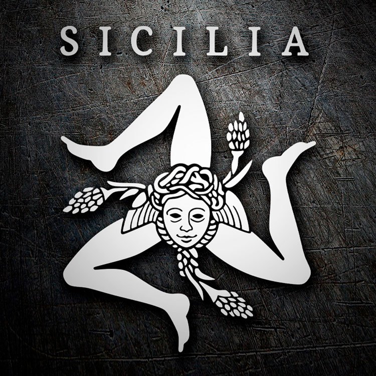 Pegatinas: Escudo de Sicilia con triskelion