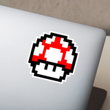 Pegatinas: Mario Bros Seta Pixel Rojo 4
