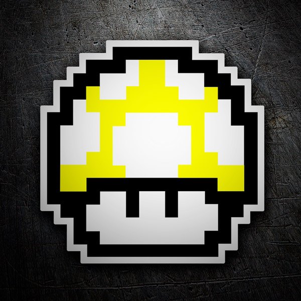 Pegatinas: Mario Bros Seta Pixel Amarillo