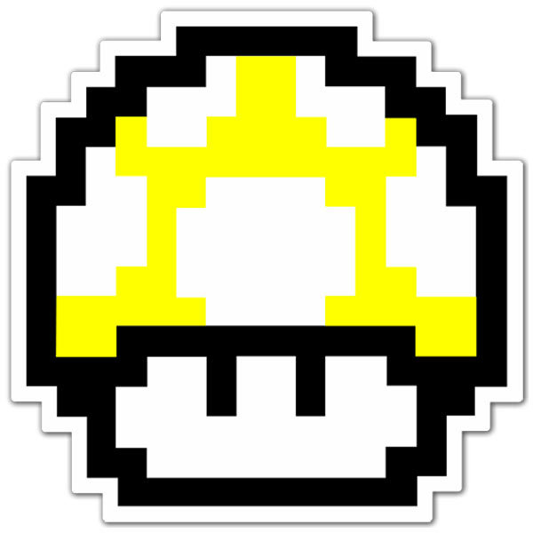 Pegatinas: Mario Bros Seta Pixel Amarillo