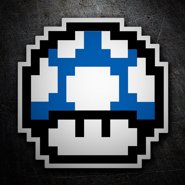 Pegatinas: Mario Bros Seta Pixel Azul