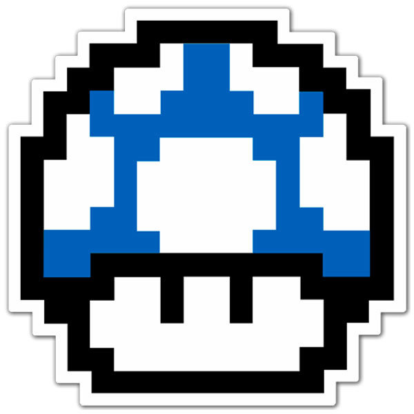 Pegatinas: Mario Bros Seta Pixel Azul