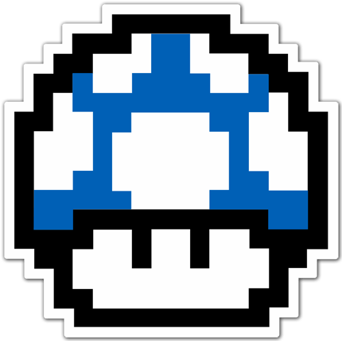 Pegatinas: Mario Bros Seta Pixel Azul