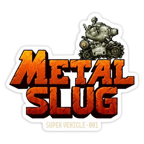 Pegatinas: Logo Metal Slug con Tanque Pixelado
