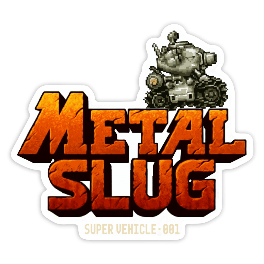Pegatinas: Logo Metal Slug con Tanque Pixelado