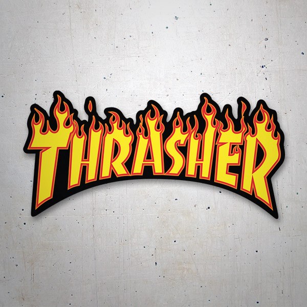 Pegatinas: Thrasher Logo en Llamas 1