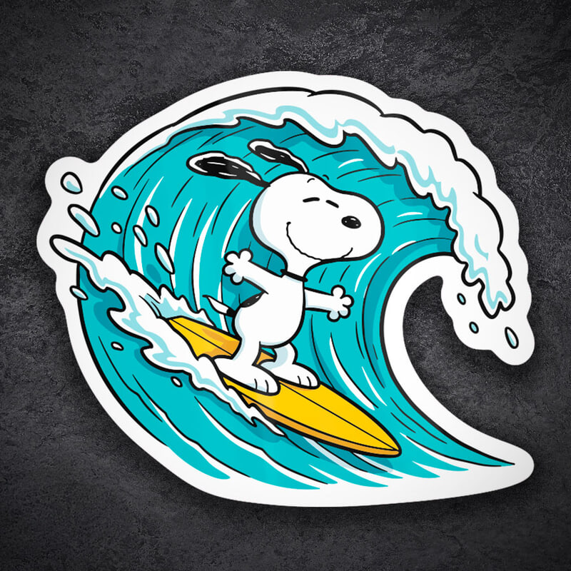 Pegatinas: Snoopy Surfing Wave