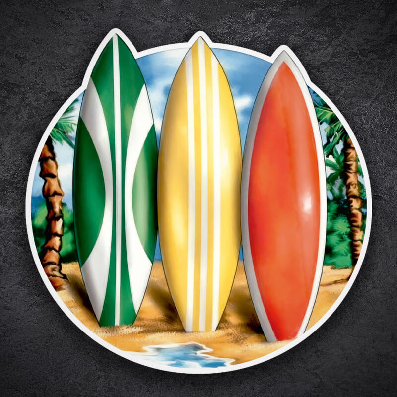 Pegatinas: Tres Tablas de Surf Clásicas