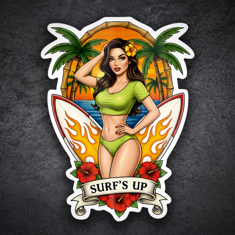 Pegatinas: Chica Surf’s Up Pin-Up Tropica