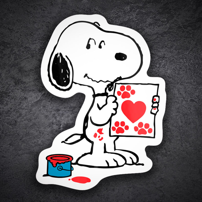 Pegatinas: Snoopy Corazón y Huellas