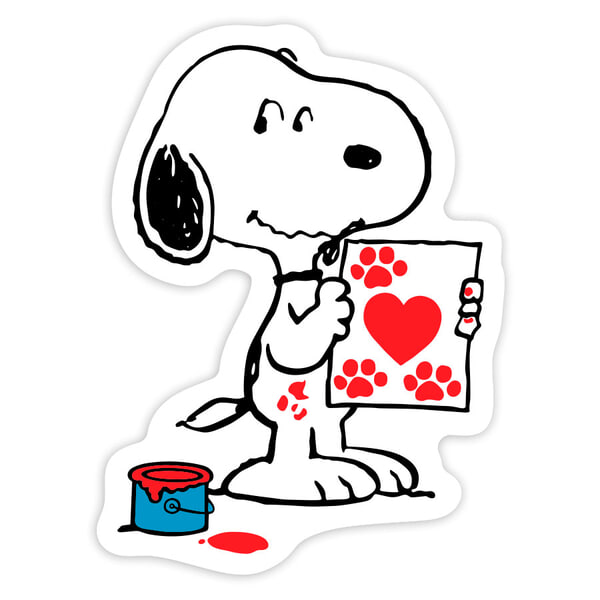 Pegatinas: Snoopy Corazón y Huellas