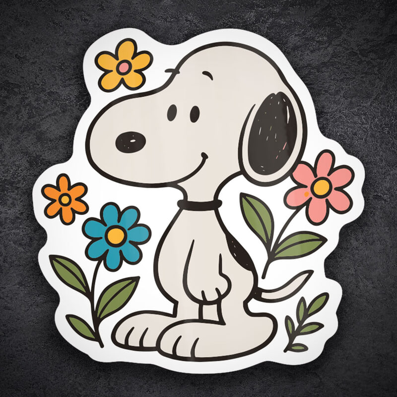 Pegatinas: Snoopy con Flores