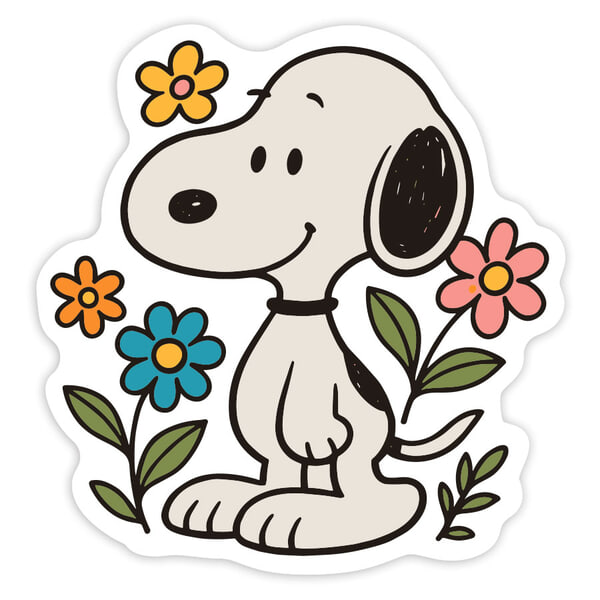 Pegatinas: Snoopy con Flores