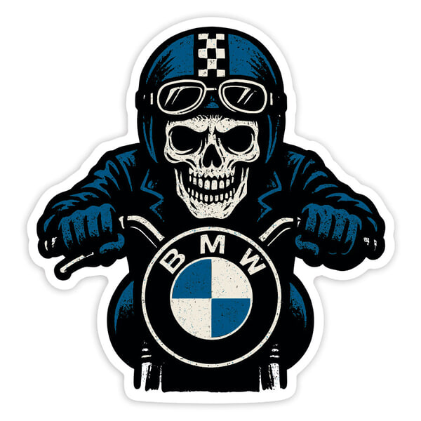 Pegatinas: Calavera Motera BMW con Manillar