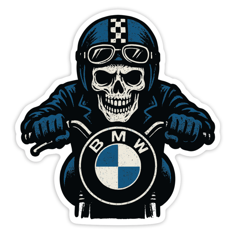 Pegatinas: Calavera Motera BMW para Casco Biker
