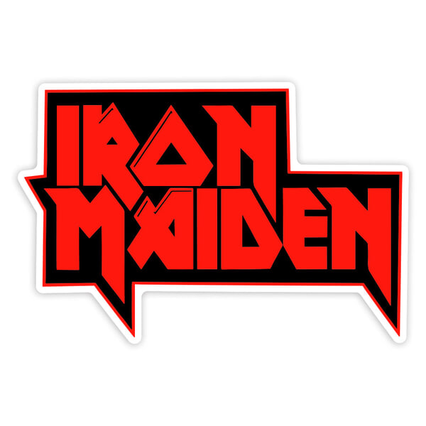 Pegatinas: Iron Maiden en Texto en Bloque con Bordes Afilados