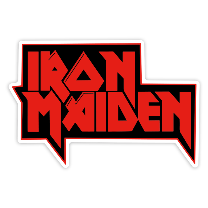 Pegatinas: Iron Maiden en Texto en Bloque con Bordes Afilados