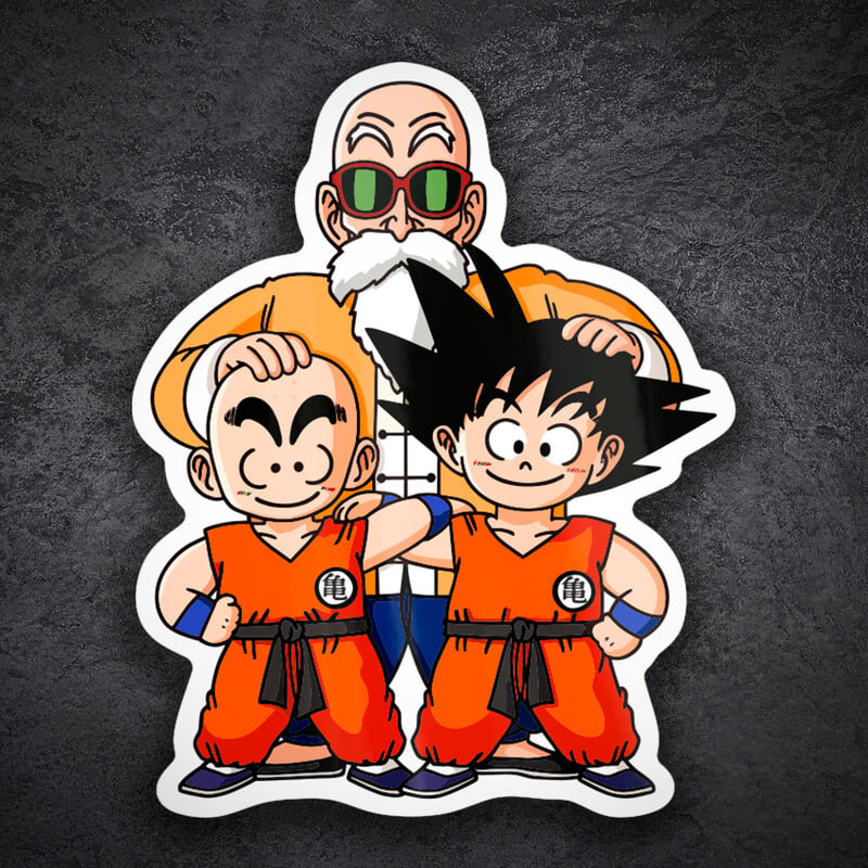 Pegatinas: Maestro Roshi con Goku Krilin