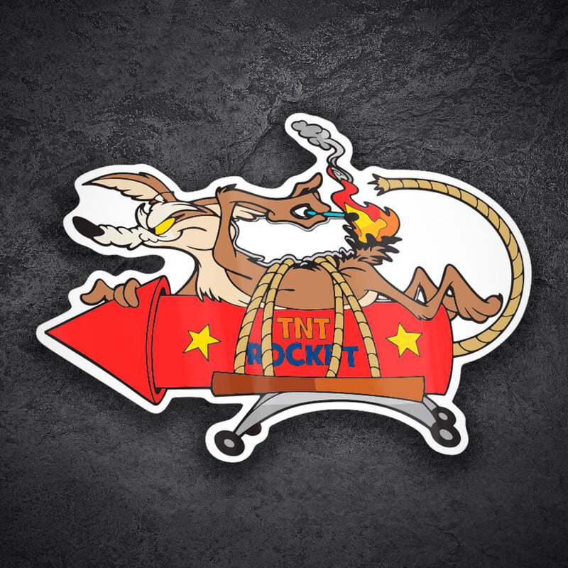 Pegatinas: Coyote con cohete TNT