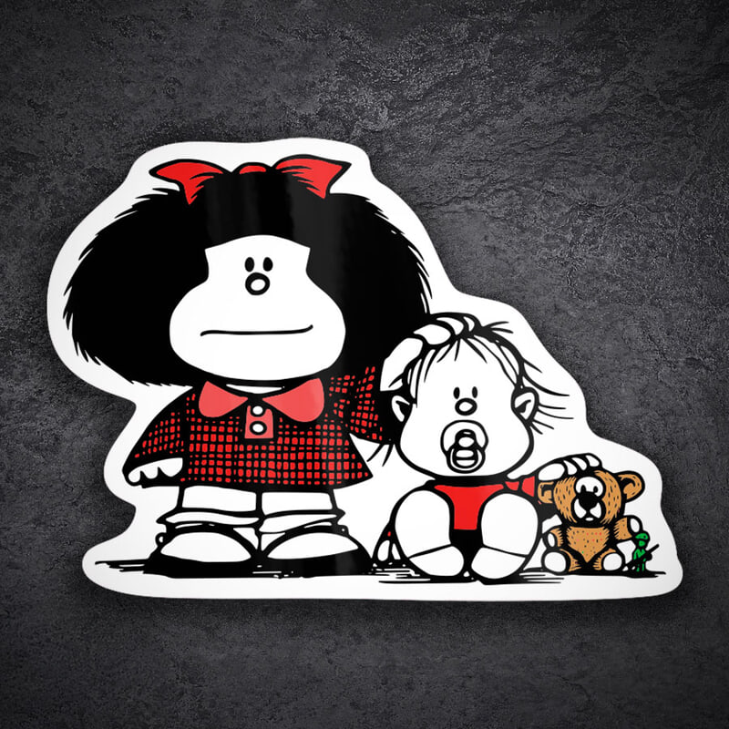 Pegatinas: Mafalda y Guille con Osito