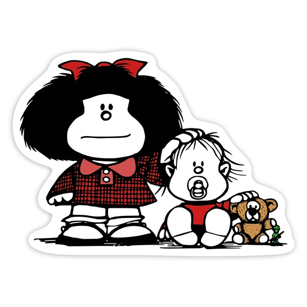 Pegatinas: Mafalda y Guille con Osito