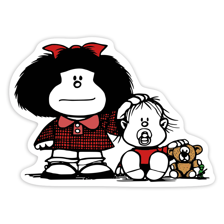 Pegatinas: Mafalda y Guille con Osito